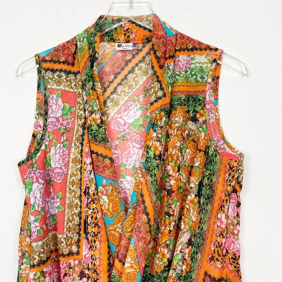 Kut From The Kloth Floral Patchwork Draped Tank L - Picture 3 of 7